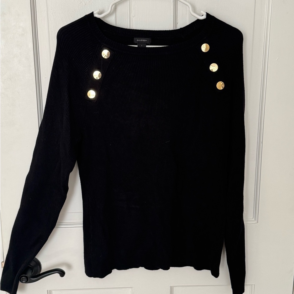 Halogen Black Top with Gold Button Details